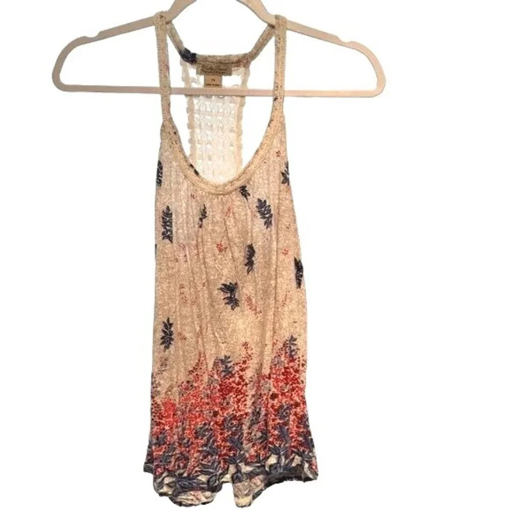 Lucky Brand Womens Tank Top Crochet Floral Multicolored Size XS